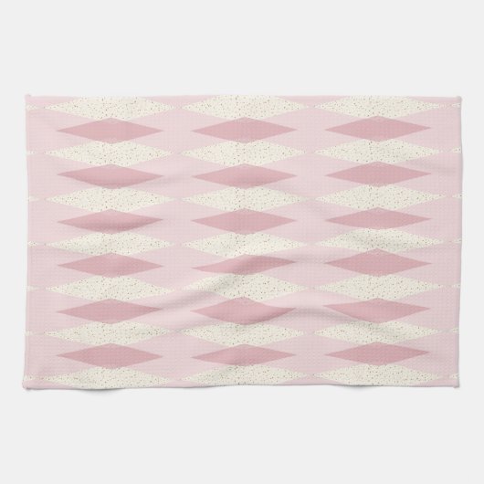世紀半ばのモダンなピンクのアーガイル柄のな台所タオル キッチンタオル (横)