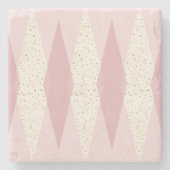 世紀半ばのモダンなピンクのアーガイル柄のな石造りのコースター ストーンコースター (正面)