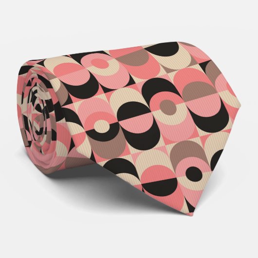 世紀半ばのモダンなピンクパターン ネクタイ (ロール)