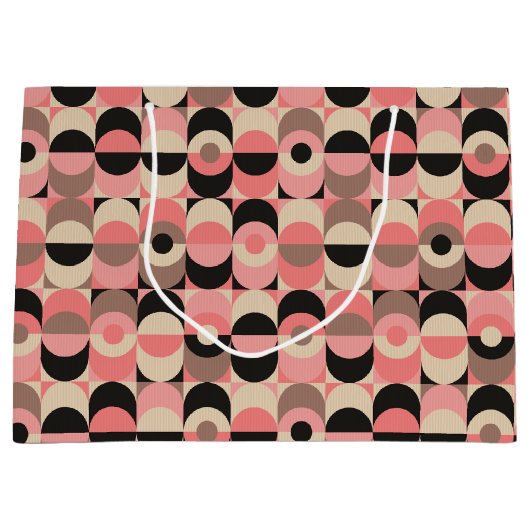 世紀半ばのモダンなピンクパターン ラージペーパーバッグ (正面)