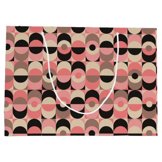 世紀半ばのモダンなピンクパターン ラージペーパーバッグ (裏面)
