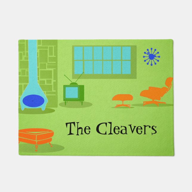 世紀半ばのモダンなレトロのドア・マット ドアマット (正面)