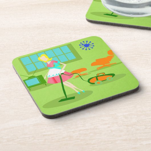 世紀半ばのモダンなレトロの主婦のコルクのコースター コースター (左側)