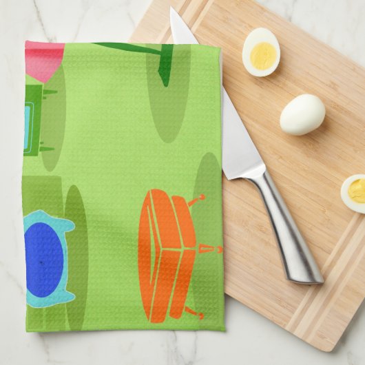 世紀半ばのモダンなレトロの主婦の台所タオル キッチンタオル (四つ折り)