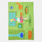世紀半ばのモダンなレトロの主婦の台所タオル キッチンタオル (縦)