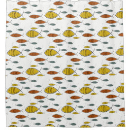 世紀半ばのモダンなレトロの魚の水泳パターン シャワーカーテン