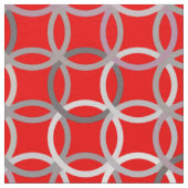 世紀半ばのモダンな円、深紅および灰色 ファブリック (クローズアップ)