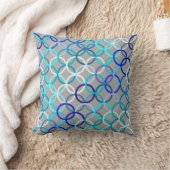 世紀半ばのモダンな円、灰色、青および白 クッション (ブランケット)