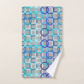 世紀半ばのモダンな円、灰色、青および白 バスタオルセット (ハンドタオル)