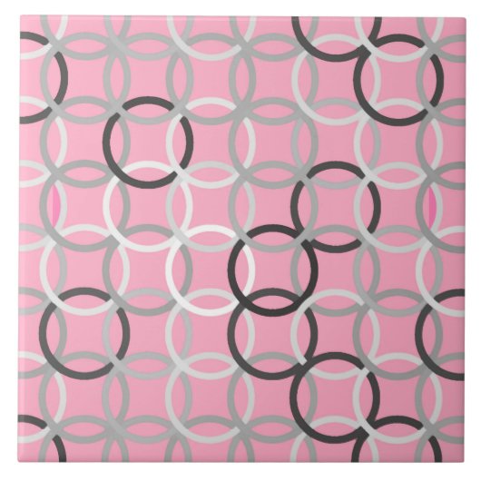 世紀半ばのモダンな円、珊瑚のピンクおよび灰色 タイル (正面)