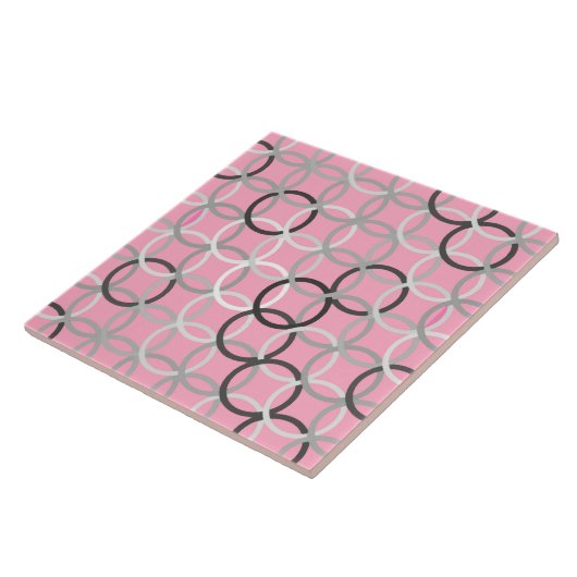 世紀半ばのモダンな円、珊瑚のピンクおよび灰色 タイル (側面)