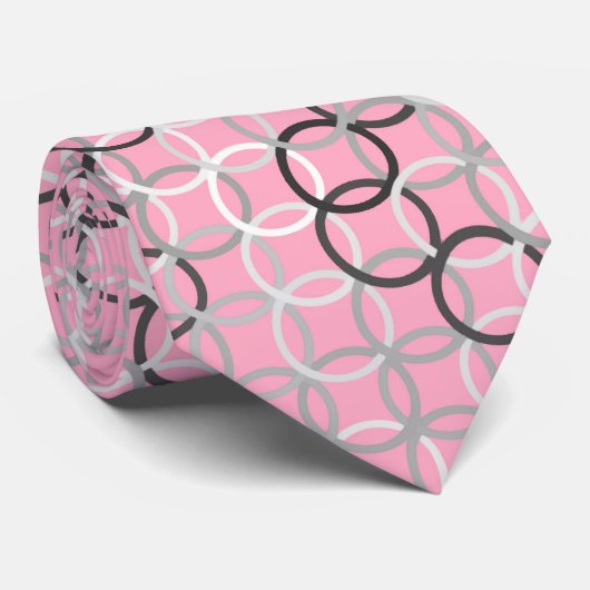 世紀半ばのモダンな円、珊瑚のピンクおよび灰色 ネクタイ (ロール)