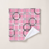 世紀半ばのモダンな円、珊瑚のピンクおよび灰色 バスタオルセット (ウォッシュタオル)