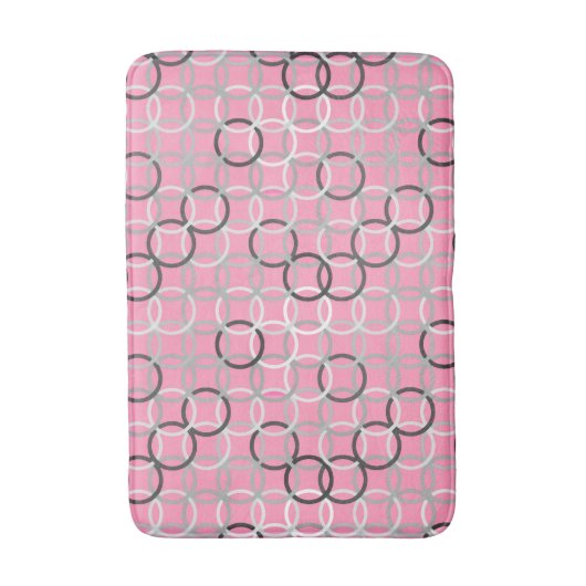 世紀半ばのモダンな円、珊瑚のピンクおよび灰色 バスマット (正面縦)