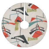 世紀半ばのモダンな原子クリスマスツリーのスカート ブラッシュドポリエステルツリースカート (正面)