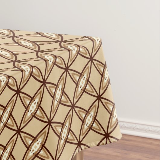 世紀半ばのモダンな原子プリント-ラクダタン テーブルクロス (インサイチュ)