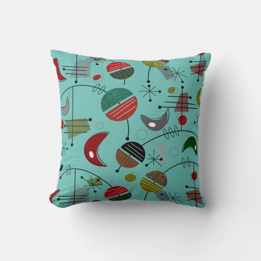 世紀半ばのモダンな原子抽象芸術 クッション (正面)