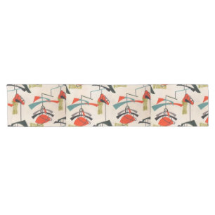 世紀半ばのモダンな原子生地のテーブルのランナー ショートテーブルランナー