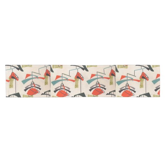 世紀半ばのモダンな原子生地のテーブルのランナー ショートテーブルランナー (横)