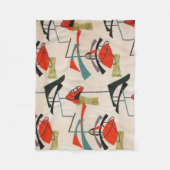 世紀半ばのモダンな原子生地のフリースブランケット フリースブランケット (正面)