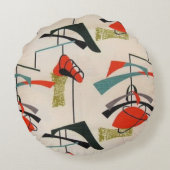 世紀半ばのモダンな原子生地の円形の枕 ラウンドクッション (裏面)