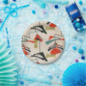 世紀半ばのモダンな原子生地の紙皿 ペーパープレート (パーティー)