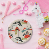 世紀半ばのモダンな原子生地の紙皿 ペーパープレート (パーティー)