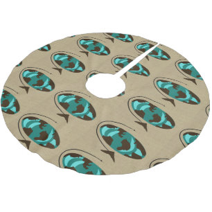 世紀半ばのモダンな地球の芸術のクリスマスツリーのスカート ブラッシュドポリエステルツリースカート