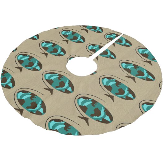 世紀半ばのモダンな地球の芸術のクリスマスツリーのスカート ブラッシュドポリエステルツリースカート (アングル)