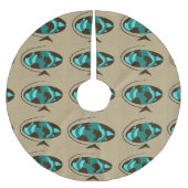 世紀半ばのモダンな地球の芸術のクリスマスツリーのスカート ブラッシュドポリエステルツリースカート (正面)