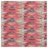 世紀半ばのモダンな宇宙時代の抽象芸術の赤い黒 ファブリック (見本)