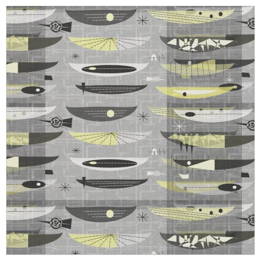 世紀半ばのモダンな宇宙時代の抽象芸術 ファブリック (クローズアップ)