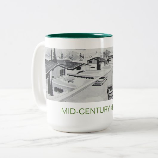 世紀半ばのモダンな建築のマグ ツートーンマグカップ (正面左)