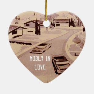 世紀半ばのモダンな建築-愛のModly セラミックオーナメント