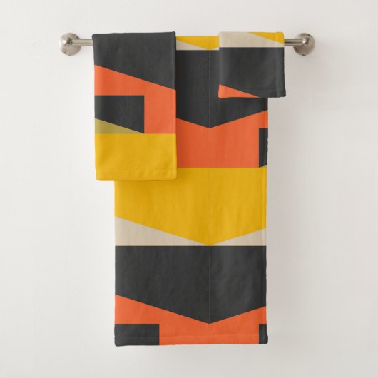 世紀半ばのモダンな抽象美術の幾何学的な形 バスタオルセット (インサイチュ)