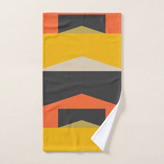 世紀半ばのモダンな抽象美術の幾何学的な形 バスタオルセット (ハンドタオル)