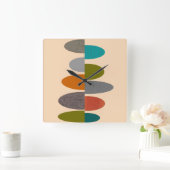 世紀半ばのモダンな時計の半分の楕円形4 スクエア壁時計 (ホーム)