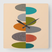 世紀半ばのモダンな時計の半分の楕円形4 スクエア壁時計 (正面)