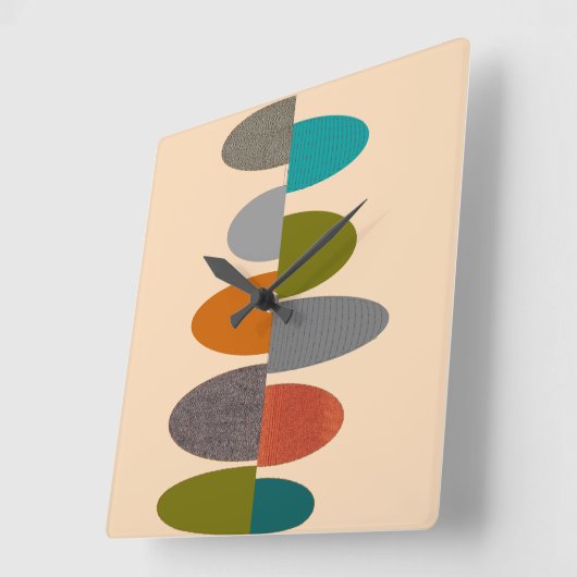 世紀半ばのモダンな時計の半分の楕円形4 スクエア壁時計 (傾斜)