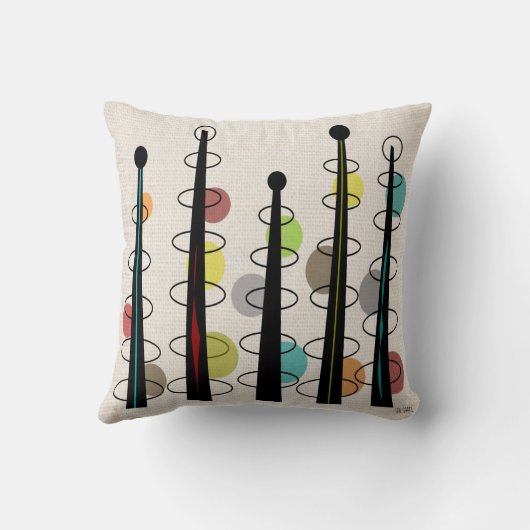 世紀半ばのモダンな枕原子刺激を受けたなX2 クッション (裏面)