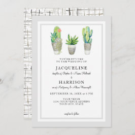 世紀半ばのモダンな格子縞の水彩画の西部の砂漠 招待状