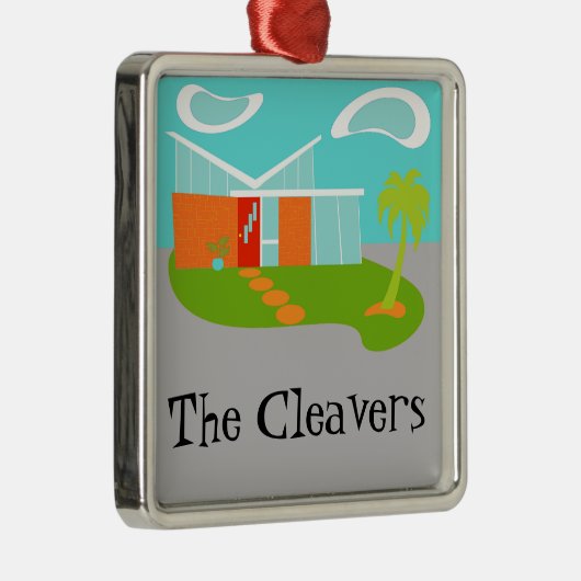 世紀半ばのモダンな漫画の家のオーナメント メタルオーナメント (右)