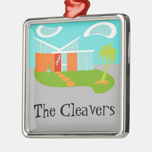 世紀半ばのモダンな漫画の家のオーナメント メタルオーナメント (左)