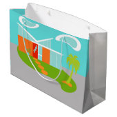 世紀半ばのモダンな漫画の家のギフトバッグ ラージペーパーバッグ (裏面アングル)