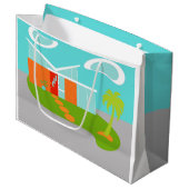 世紀半ばのモダンな漫画の家のギフトバッグ ラージペーパーバッグ (正面アングル)