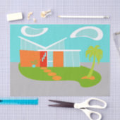 世紀半ばのモダンな漫画の家のティッシュペーパー 薄葉紙 (クラフト)