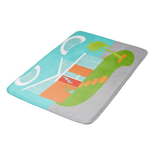 世紀半ばのモダンな漫画の家のバス・マット バスマット (アングル)