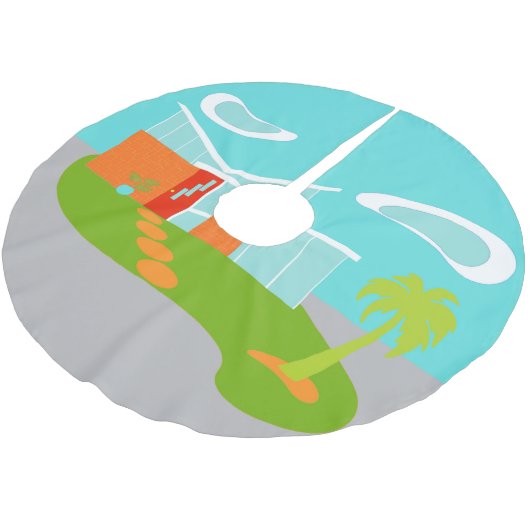 世紀半ばのモダンな漫画の家の木のスカート ブラッシュドポリエステルツリースカート (アングル)