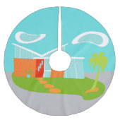 世紀半ばのモダンな漫画の家の木のスカート ブラッシュドポリエステルツリースカート (正面)