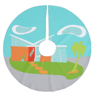 世紀半ばのモダンな漫画の家の木のスカート ブラッシュドポリエステルツリースカート